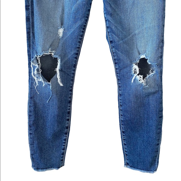 ⭐️ SOLD ⭐️ 7 For All Mankind Medium Blue The High Waist Ankle Skinny Distressed - Picture 3 of 7